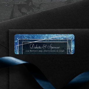 Étiquette Glitzy Foil   Ice Blue Adresse de retour