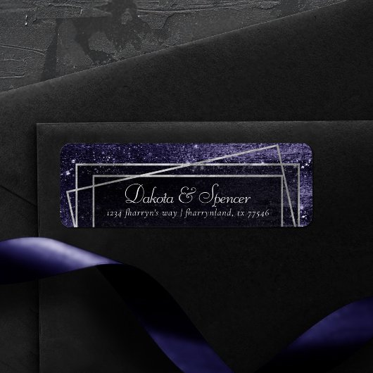 Étiquette Glitzy Foil | Indigo Midnight Dark Purple Adresse