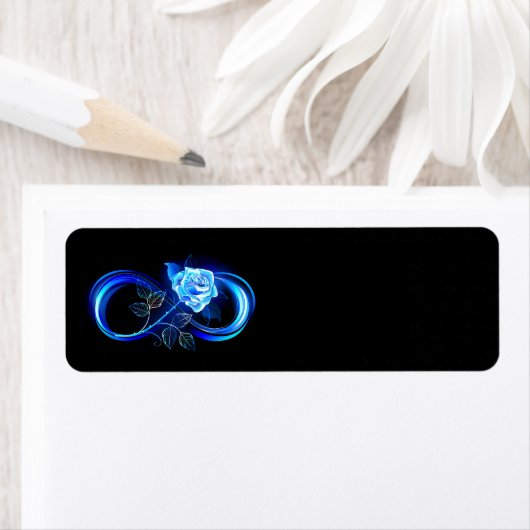 Étiquette Glowing infinity with blue rose (En situation)