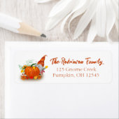 Étiquette Gnome d'automne avec Citrouille (En situation)