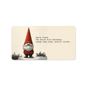 Étiquette Gnome d'hiver joyeux en Casquette rouge