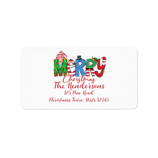 Étiquette Gnome, Joyeux Noël, (Devant)