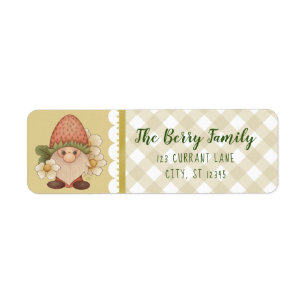 Étiquette Gnome mignonne aux fraises de bois