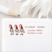 Étiquette Gnomes rouges nordiques Joyeux Noël (En situation)