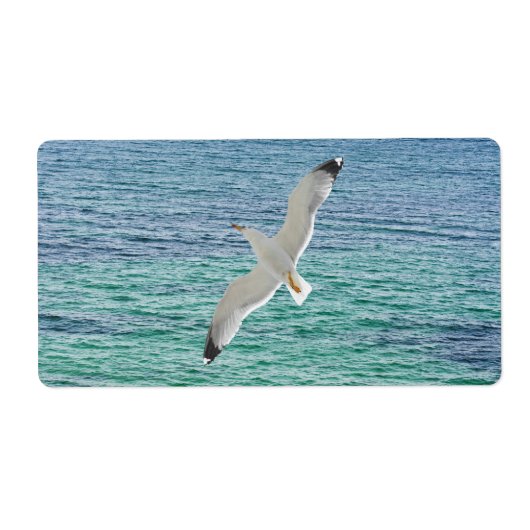 Étiquette Goéland volant au-dessus de la mer (Devant)