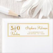 Étiquette Gold 50 Fabuleux Anniversaire Script Retourner Adr (En situation)