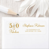 Étiquette Gold 50 Fabuleux Anniversaire Script Retourner l'a (En situation)