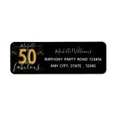 Étiquette Gold 50th Birthday Parties scintillant Black Retur (Devant)