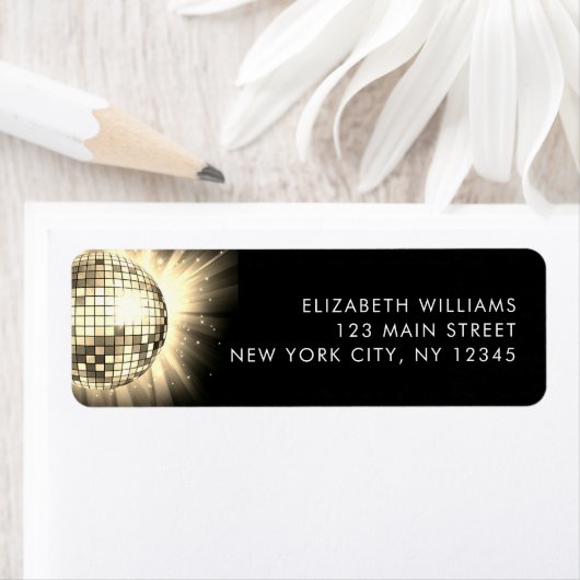 Étiquette Gold 60th Birthday Party 70's Disco Ball (En situation)