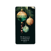 Étiquette Gold Baubles Christmas Tree Return Address (Devant)