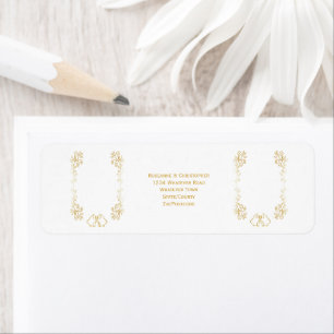 Étiquette Gold Bell Scrollwork Design Mariage Adresse de ret