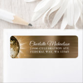 Étiquette Gold Birthday Party Disco Ball Sparkle Adresse (En situation)