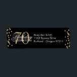 Étiquette Gold Black 70th Birthday Parties scintillant Confe<br><div class="desc">Elégante 70e fête d'anniversaire Gold Faux Parties scintillant Confetti modèle noir. Facile à utiliser et facile à personnaliser. Commandez aujourd'hui !</div>