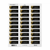 Étiquette Gold Black Elegant Mariage Anniversaire Adresse (Feuille entière)