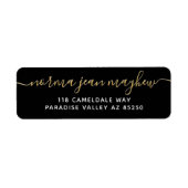 Étiquette Gold Black Fancy écriture script retour adresse (Devant)