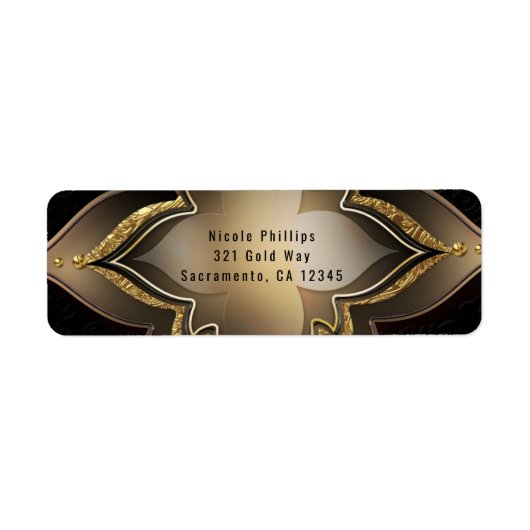 Étiquette Gold Black & Glam Exotic Flower Party Invitation (Devant)