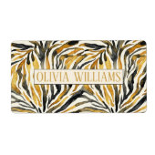 Étiquette Gold Black Zebra Print Pattern (Devant)