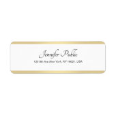 Étiquette Gold Blanc Chic Script Main Simple Élégant Retour (Devant)