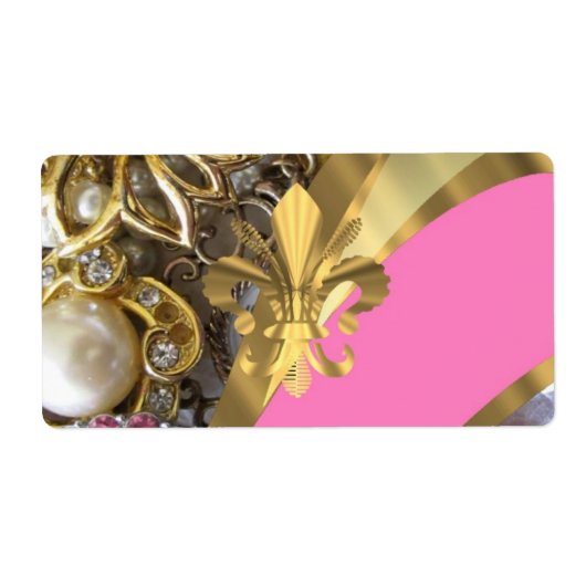 Étiquette Gold bling fleur de lys (Devant)
