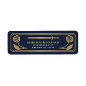 Étiquette Gold Blue Medieval Fantasy Sword Wedding Label (Devant)