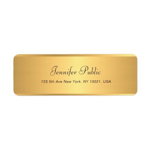 Étiquette Gold Calligraphie Nom Texte Professionnel Moderne (Devant)