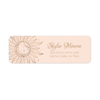 Étiquette Gold Celestiy Sun & Moon on Blush Adresse de retou