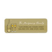 Étiquette Gold Champagne Bubbly Cheval Chic Adresse de retou (Devant)