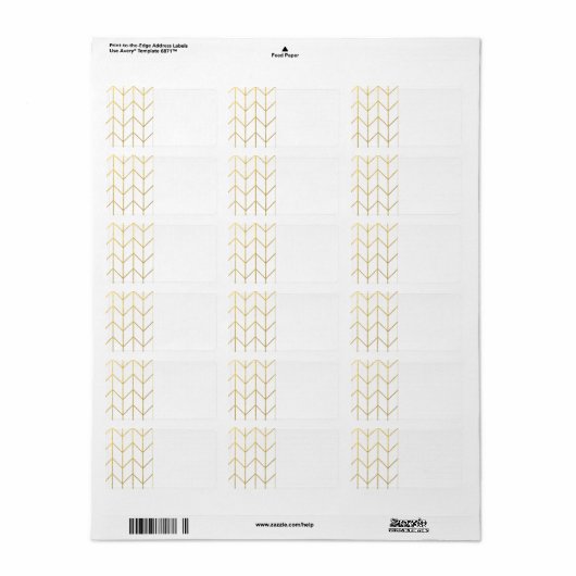 Étiquette Gold Chevron White Arrière - plan Modern Chic (Feuille entière)