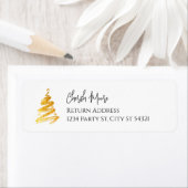 Étiquette Gold Christmas Tree Fête (En situation)