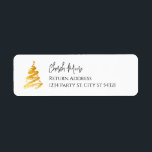 Étiquette Gold Christmas Tree Fête<br><div class="desc">Gold Christmas Tree Fête de Noël Adresse de retour Étiquettes. Si vous êtes l'hôte d'une fête de vacances, ce design est parfait pour tous les types d'événements saisonniers. Conçu avec un arrière - plan blanc qui peut être customisé à la couleur de votre choix et un faux arbre de Noël...</div>
