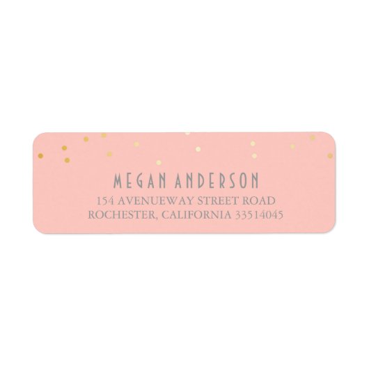 Étiquette Gold Confetti Blush Mariage rose (Devant)