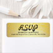 Étiquette Gold Confetti Sparkle RSVP Adresse de retour Étiqu (En situation)