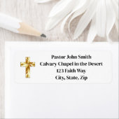 Étiquette Gold Cross Classy Church Pastor Adresse de retour (En situation)