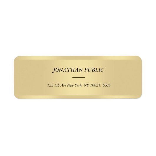 Étiquette Gold Cursive Texte Police Modern Return Adresse (Devant)