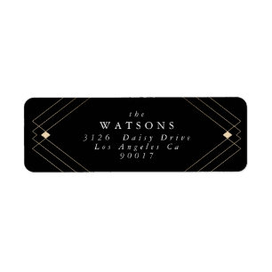 Étiquette Gold Diamond noir Géométrique Mariage Gatsby