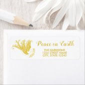 Étiquette Gold Dove Peace on Earth Christmas Adresse de reto (En situation)