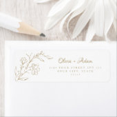 Étiquette Gold Elegant Boho Floral Mariage Adresse de retour (En situation)