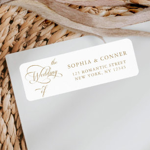 Étiquette Gold Elegant Classy Mariage Adresse de retour