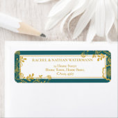 Étiquette Gold et Emerald Victorian Floral Lace Adresse (En situation)