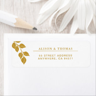 Étiquette Gold Eucalyptus Branch Mariage Adresse de retour