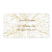Étiquette Gold Floral Line Art Botanical Wedding (Devant)