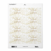 Étiquette Gold Floral Line Art Botanical Wedding (Feuille entière)
