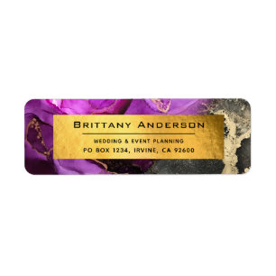 Étiquette Gold Foil Black Purple Agate do-it-yourself Adress