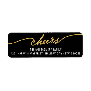 Étiquette Gold Foil salue Calligraphie Chic Holiday Adresse