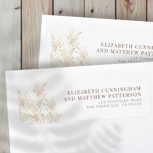 Étiquette Gold Foliage Modern Mariage Adresse de retour
