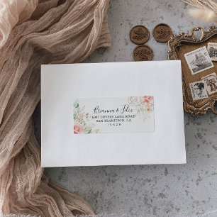 Étiquette Gold Green Foliage Floral Wedding Adresse RSVP