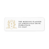 Étiquette Gold heart crown monogram wedding return label (Devant)