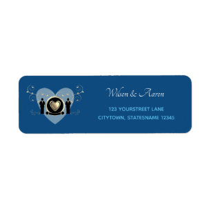 Étiquette Gold Heart Homme Mariage Classic Blue