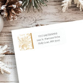 Étiquette Gold Holiday Christmas Floral Adresse