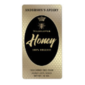 Étiquette Gold Honey jarre script moderne queen bee (Devant)